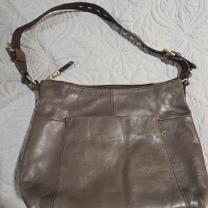 Hobo Brand Grey Leather Shoulder Bag